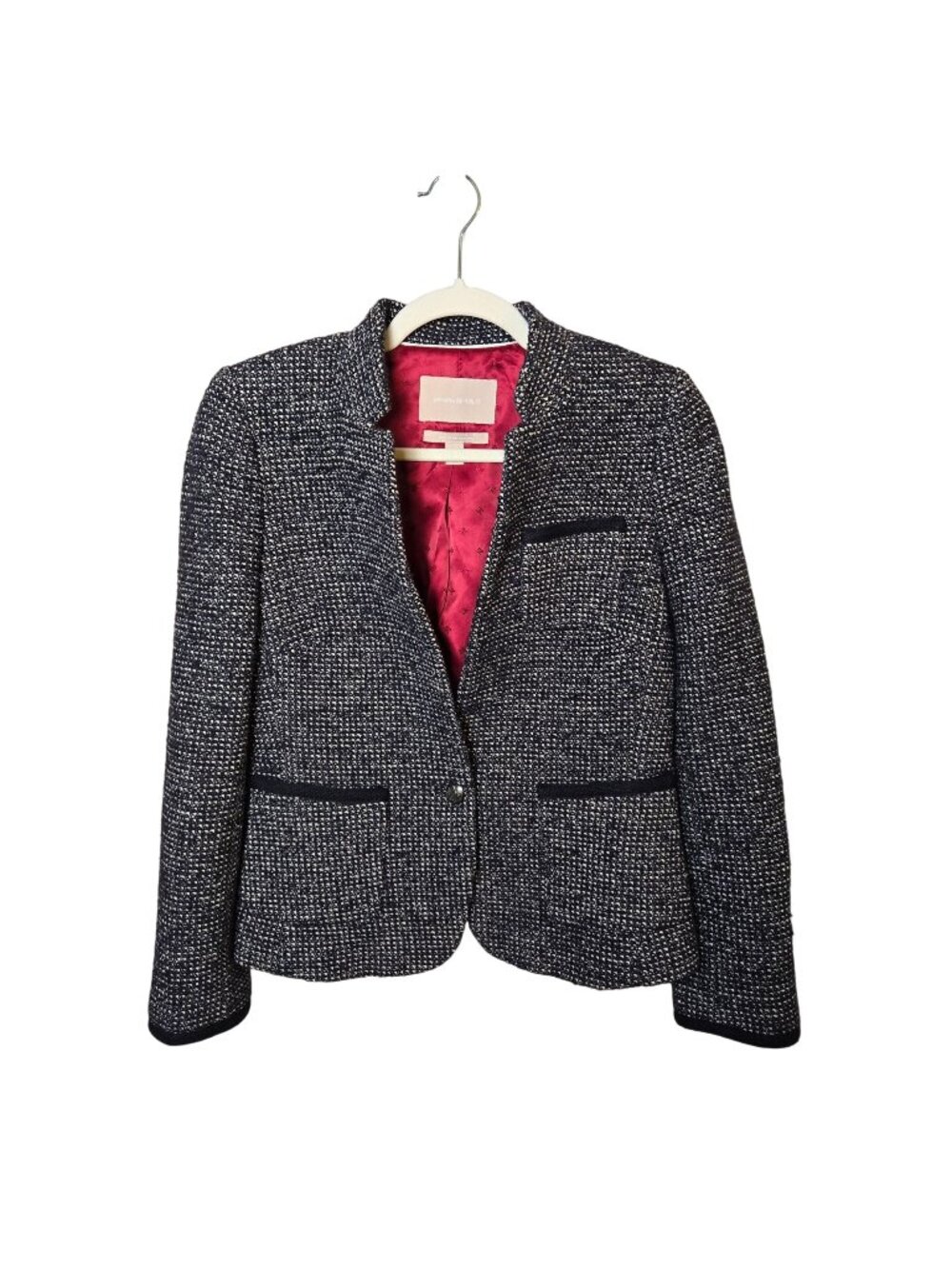 Banana Republic Wool Blend Tweed One Button Blazer Jacket Size 8